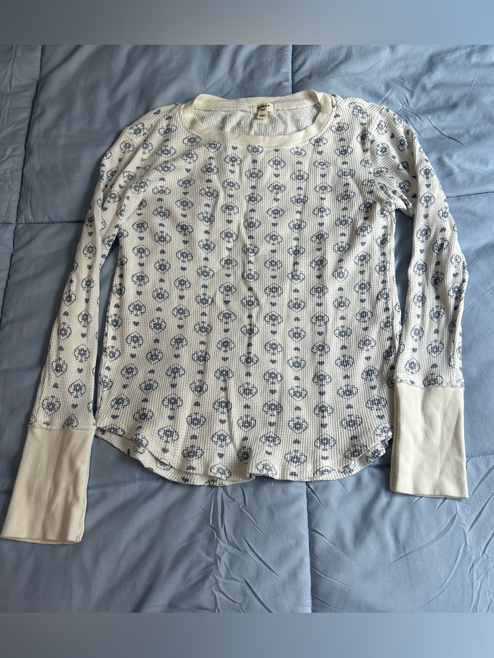 Dylan Heart Floral Waffle Knit Thermal Long sleeve Shirt Women’s Small